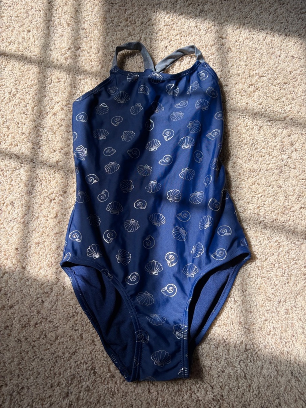 Navy Shell Print One-Piece Swimsuit